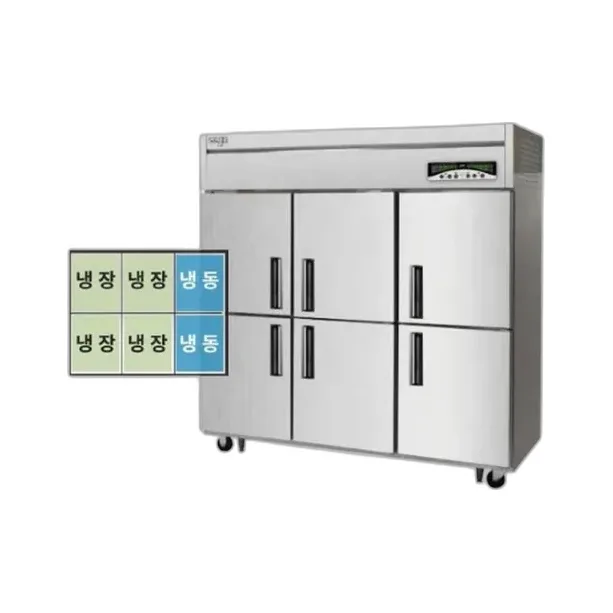 라셀르 직냉식 업소용 냉장고 1643L (냉장1120L+냉동523L) 6도어(냉장4+냉동2) 내부스텐 외부메달 자동성에X