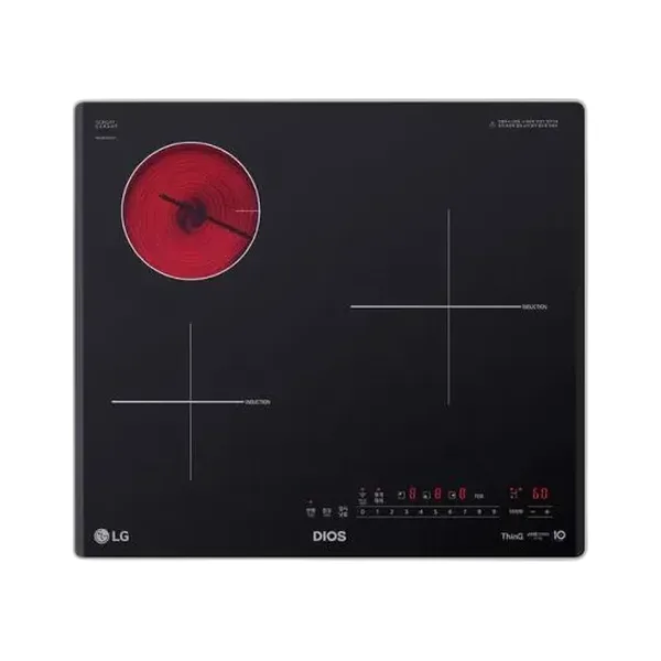 LG 디오스 하이브리드 빌트인 세라믹 인덕션 2구 + 라디언트 1구 블랙 (케이스 미포함)